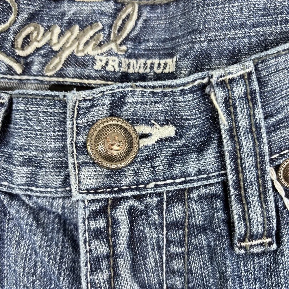 Royal Premium Jeans Men's 31x30‎ Straight Leg Distressed Embroidered Pockets